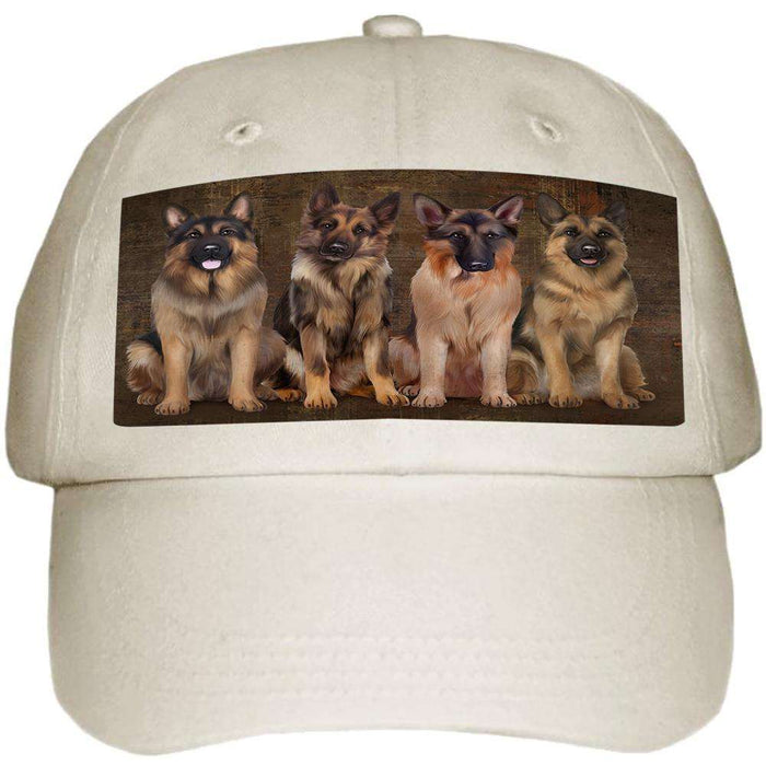 Rustic 4 German Shepherds Dog Ball Hat Cap HAT52458