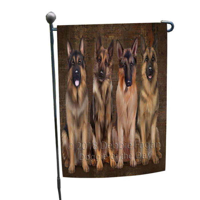 Rustic 4 German Shepherds Dog Garden Flag GFLG49404