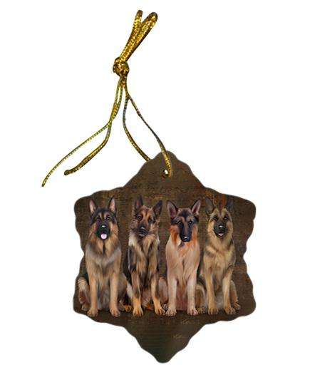 Rustic 4 German Shepherds Dog Star Porcelain Ornament SPOR49567