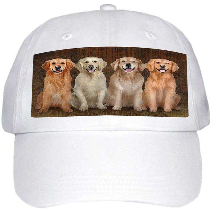 Rustic 4 Golden Retrievers Dog Ball Hat Cap HAT48462