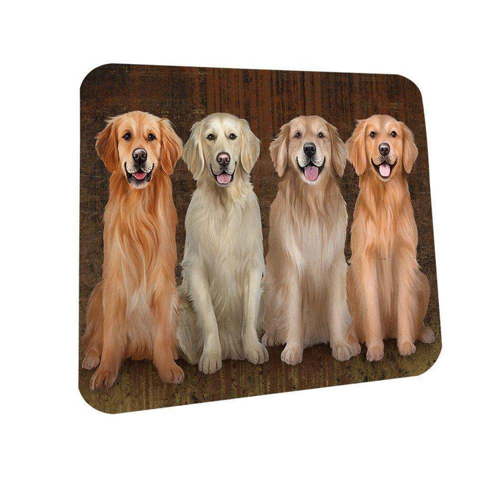 Rustic 4 Golden Retrievers Dog Coasters Set of 4 CST48202