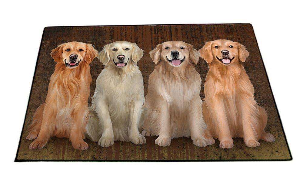 Rustic 4 Golden Retrievers Dog Floormat FLMS48441