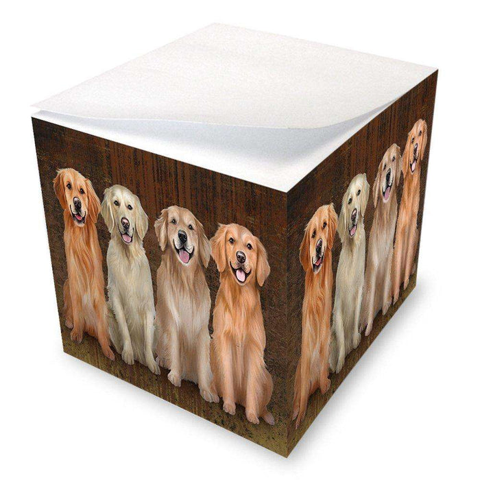 Rustic 4 Golden Retrievers Dog Note Cube NOC48243