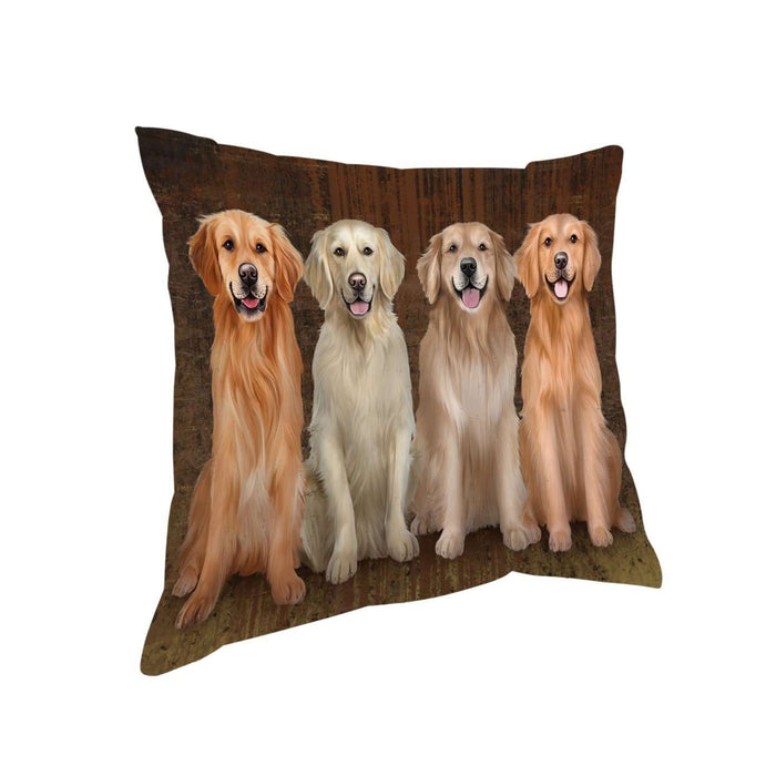 Rustic 4 Golden Retrievers Dog Pillow PIL49024