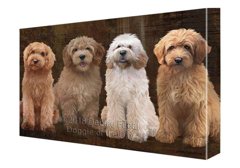 Rustic 4 Goldendoodles Dog Canvas Print Wall Art Décor CVS107090