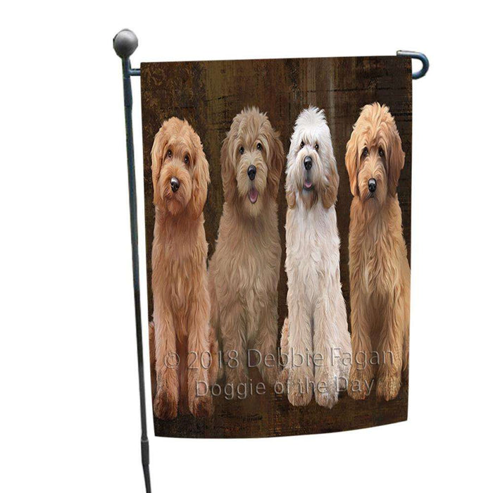 Rustic 4 Goldendoodles Dog Garden Flag GFLG54422