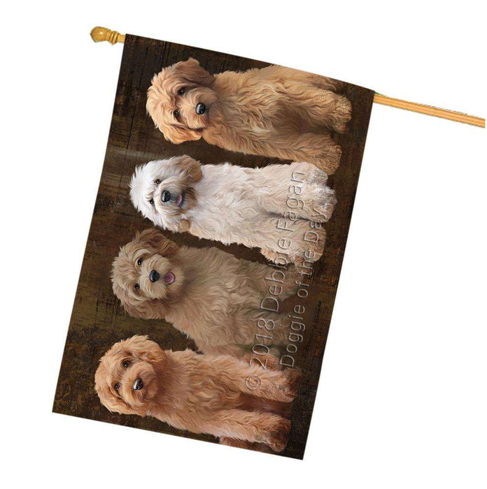 Rustic 4 Goldendoodles Dog House Flag FLG54558