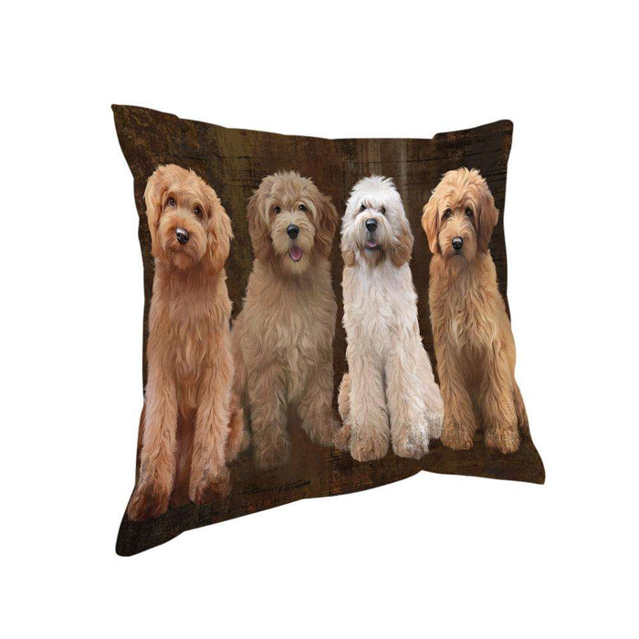 Rustic 4 Goldendoodles Dog Pillow PIL74064