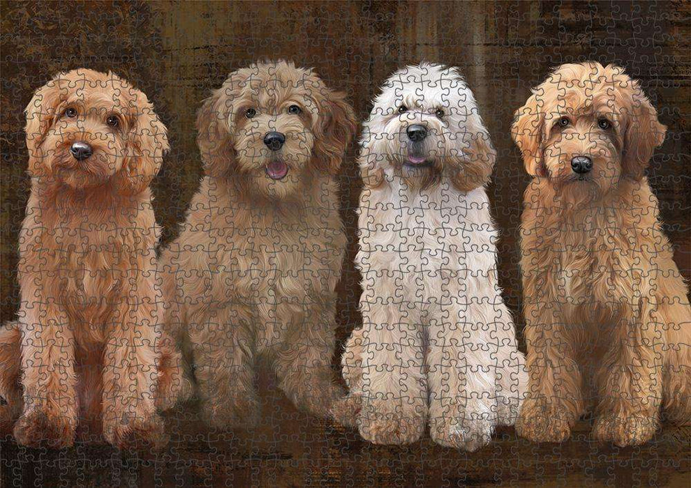 Rustic 4 Goldendoodles Dog Puzzle with Photo Tin PUZL84596
