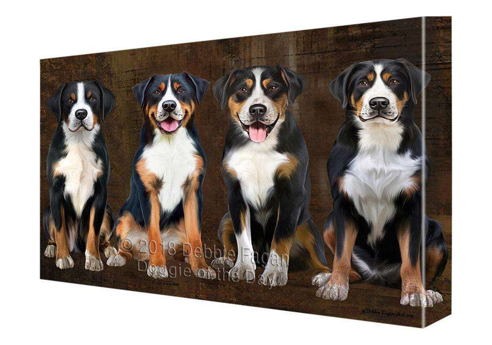 Rustic 4 Greater Swiss Mountain Dogs Canvas Print Wall Art Décor CVS107099