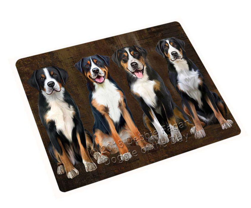 Rustic 4 Greater Swiss Mountain Dogs Large Refrigerator / Dishwasher Magnet RMAG87048