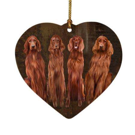 Rustic 4 Irish Setters Dog Heart Christmas Ornament HPOR54362