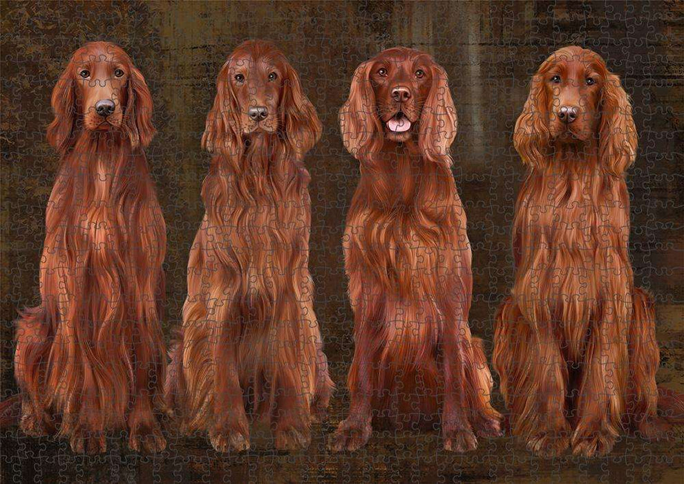 Rustic 4 Irish Setters Dog Puzzle with Photo Tin PUZL84604