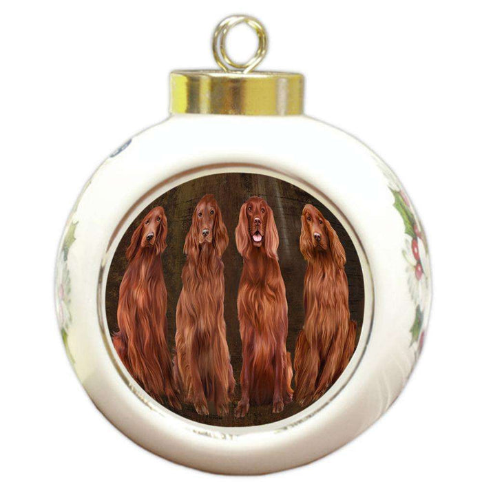 Rustic 4 Irish Setters Dog Round Ball Christmas Ornament RBPOR54362