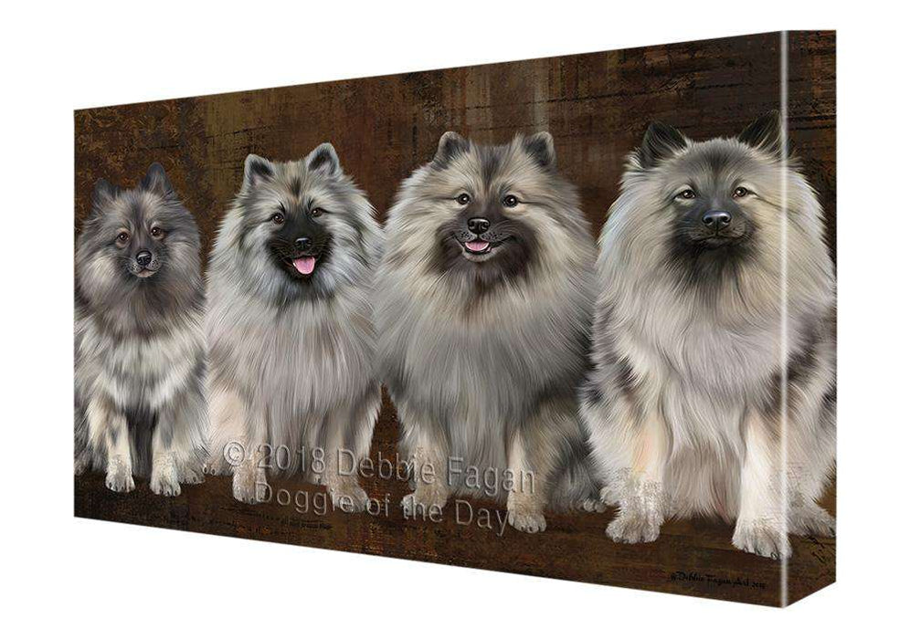 Rustic 4 Keeshonds Dog Canvas Print Wall Art Décor CVS107117