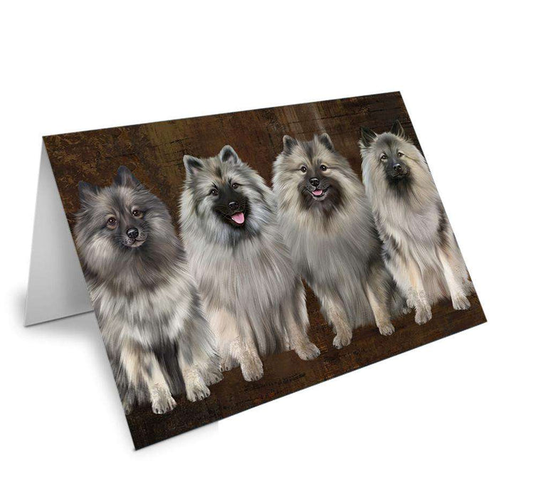 Rustic 4 Keeshonds Dog Handmade Artwork Assorted Pets Greeting Cards and Note Cards with Envelopes for All Occasions and Holiday Seasons GCD67118