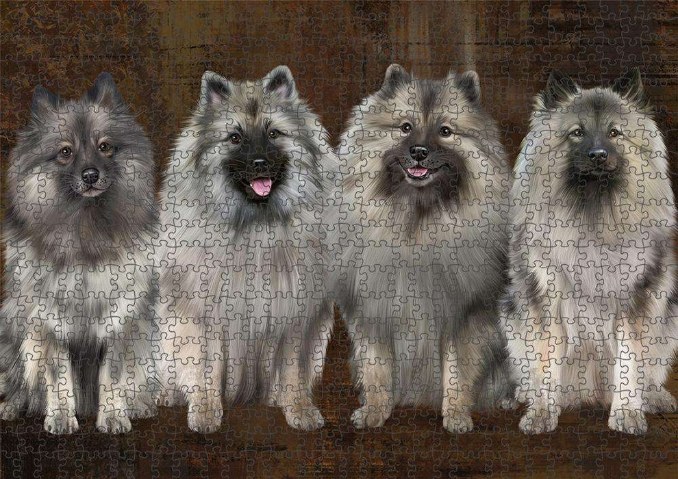 Rustic 4 Keeshonds Dog Puzzle with Photo Tin PUZL84608