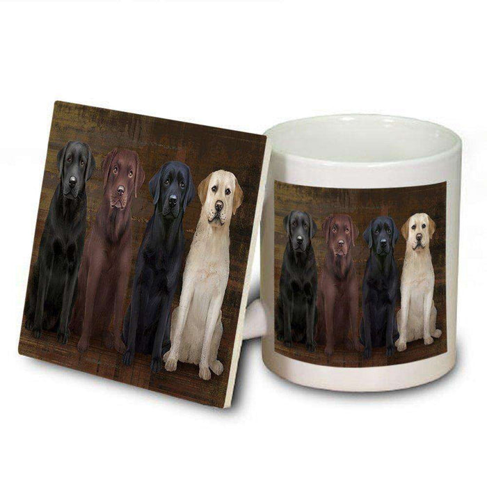 Rustic 4 Labrador Retrievers Dog Mug and Coaster Set MUC48241