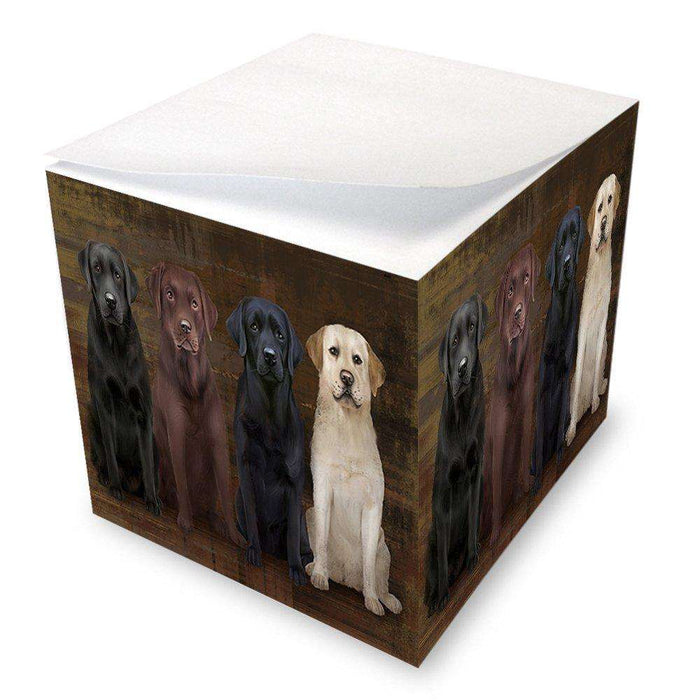 Rustic 4 Labrador Retrievers Dog Note Cube NOC48249
