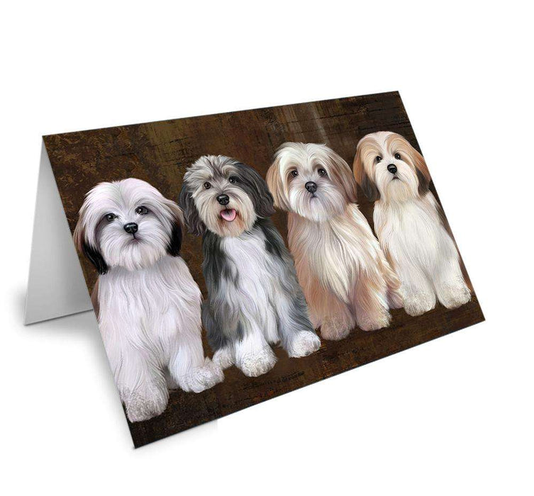 Rustic 4 Malti Tzus Dog Handmade Artwork Assorted Pets Greeting Cards and Note Cards with Envelopes for All Occasions and Holiday Seasons GCD67121
