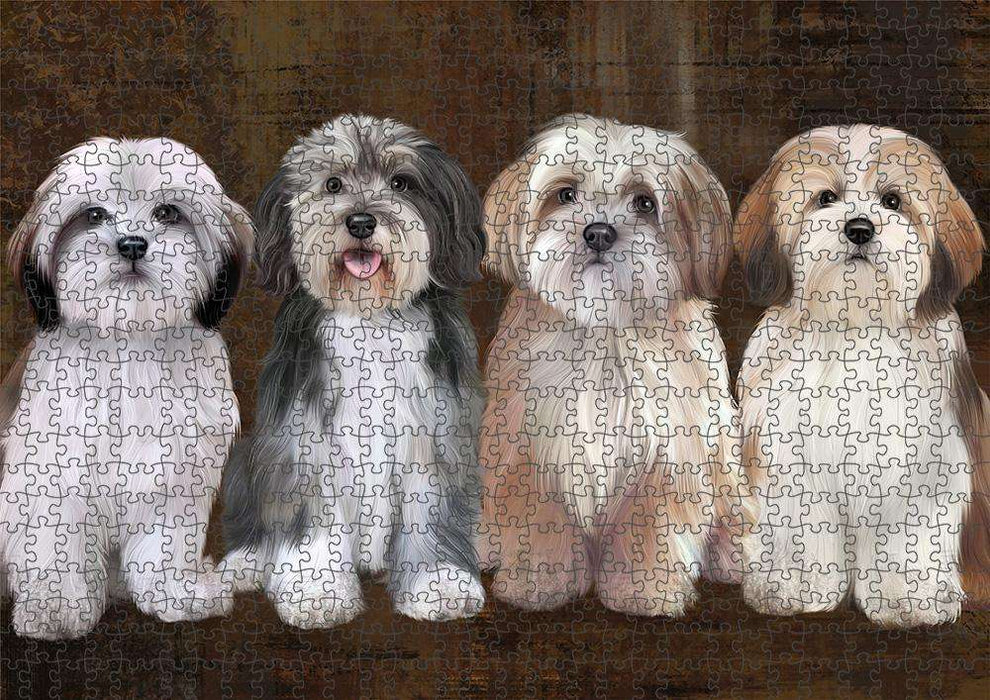 Rustic 4 Malti Tzus Dog Puzzle with Photo Tin PUZL84612