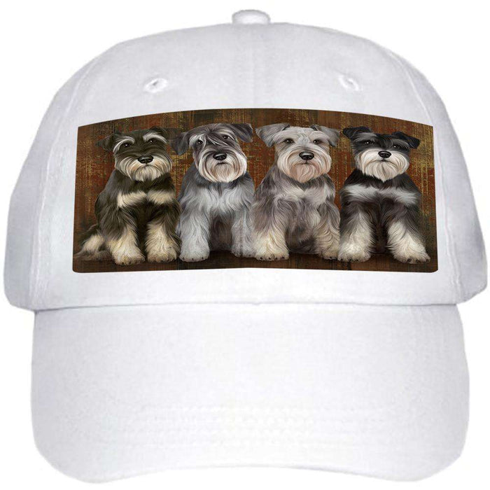 Rustic 4 Miniature Schnauzers Dog Ball Hat Cap HAT52464