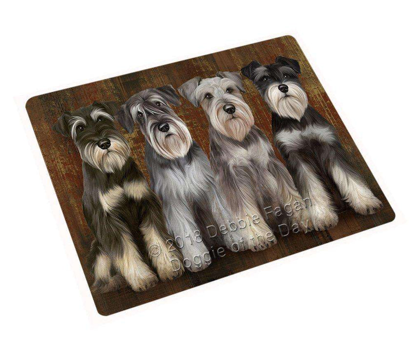Rustic 4 Miniature Schnauzers Dog Tempered Cutting Board C52599