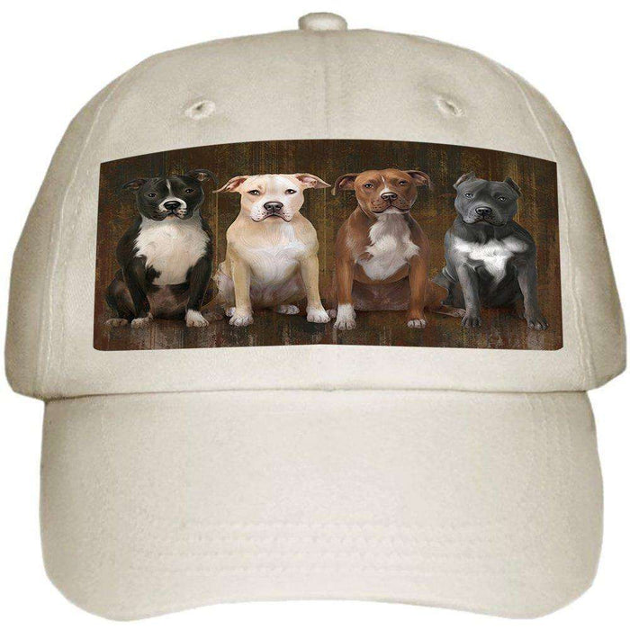 Rustic 4 Pit Bulls Dog Ball Hat Cap HAT48279