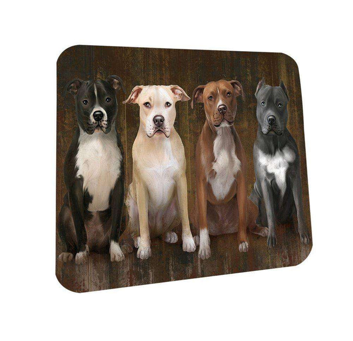 Rustic 4 Pit Bulls Dog Coasters Set of 4 CST48141