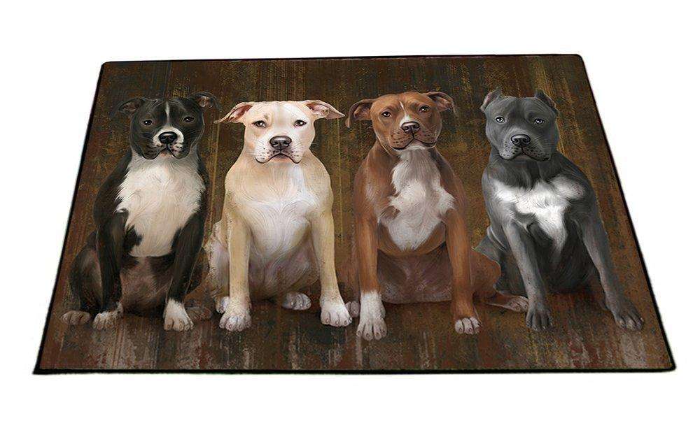 Rustic 4 Pit Bulls Dog Floormat FLMS48267
