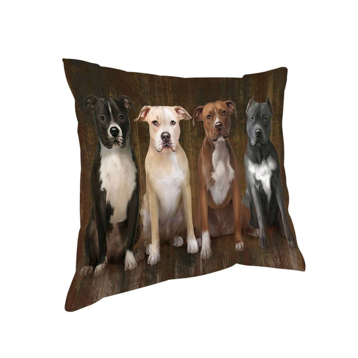Rustic 4 Pit Bulls Dog Pillow PIL48780