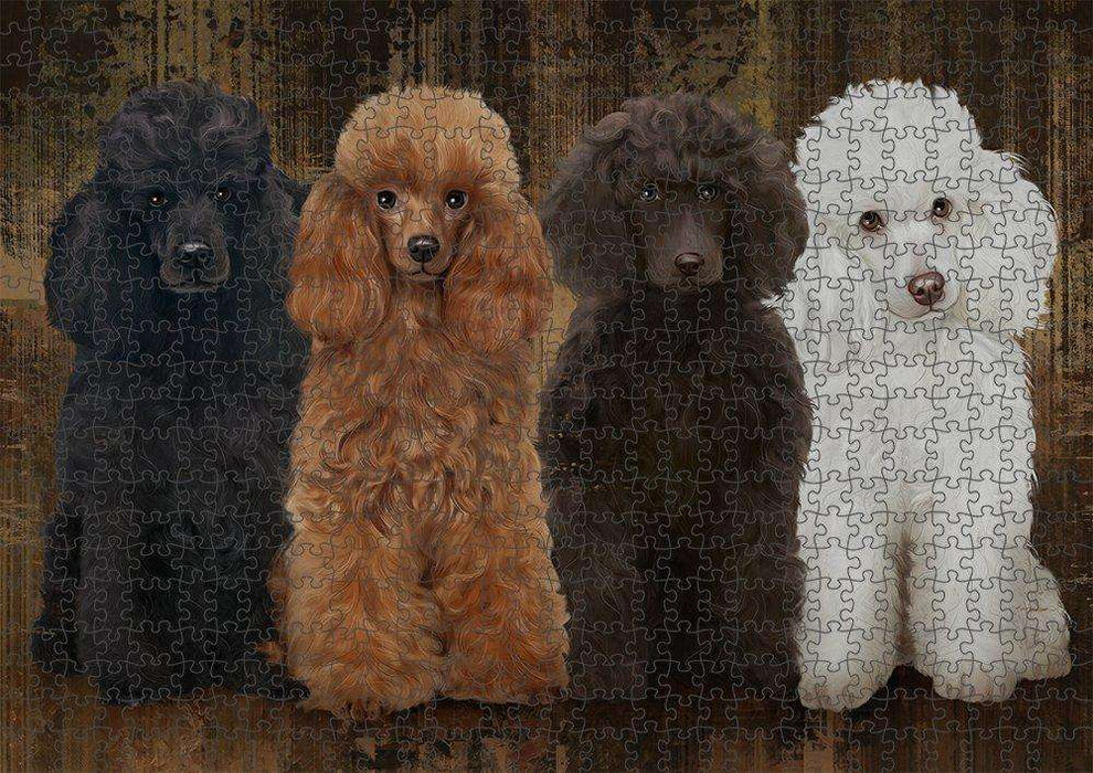 Rustic 4 Poodles Dog Puzzle with Photo Tin PUZL52098
