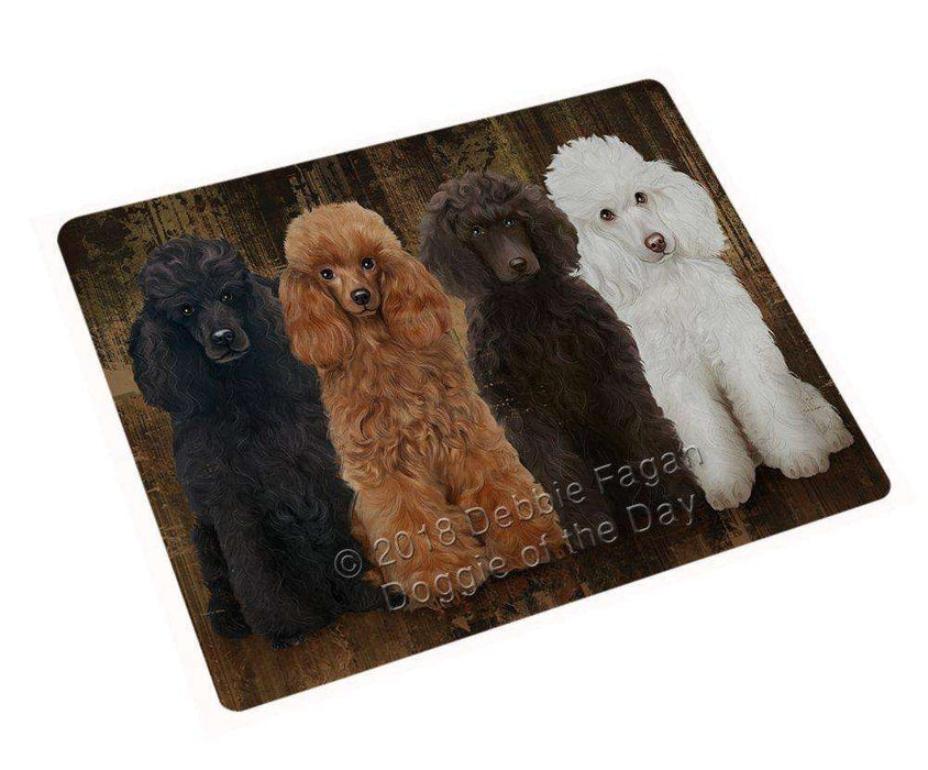 Rustic 4 Poodles Dog Tempered Cutting Board C52602