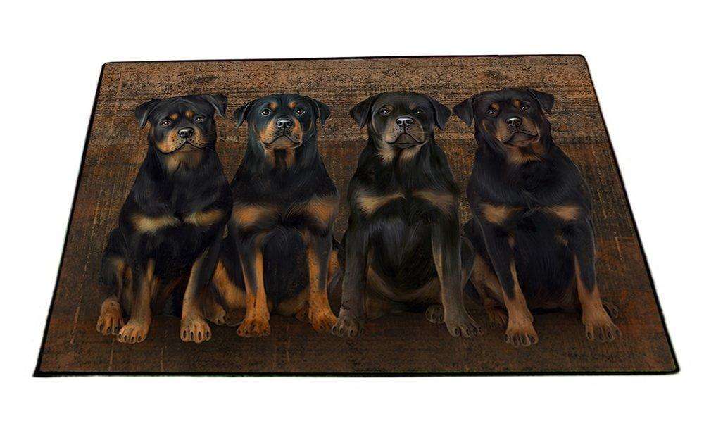 Rustic 4 Rottweilers Dog Floormat FLMS48459