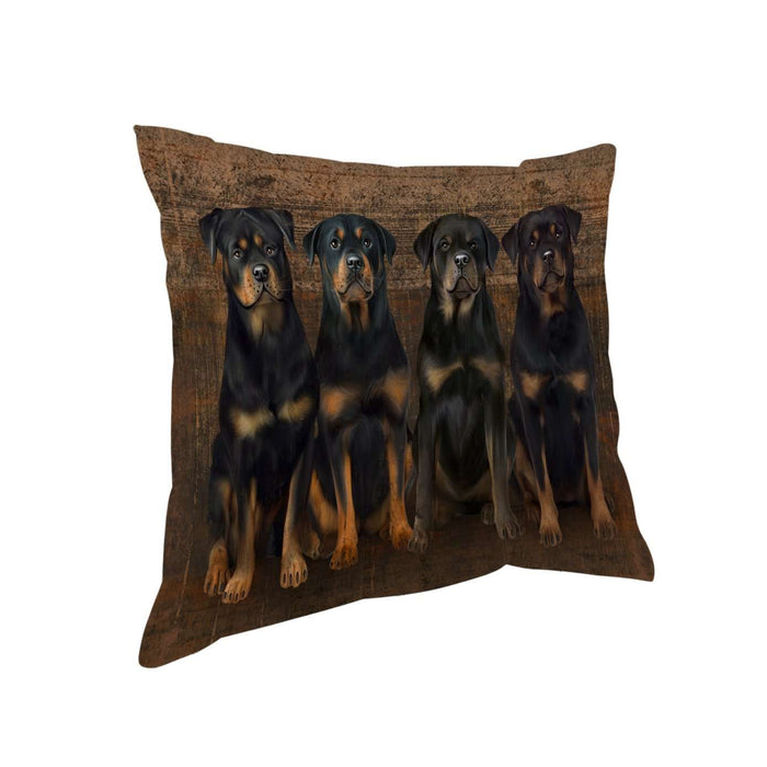 Rustic 4 Rottweilers Dog Pillow PIL49096
