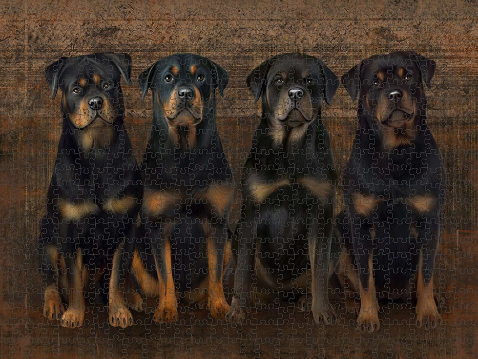 Rustic 4 Rottweilers Dog Puzzle with Photo Tin PUZL48636