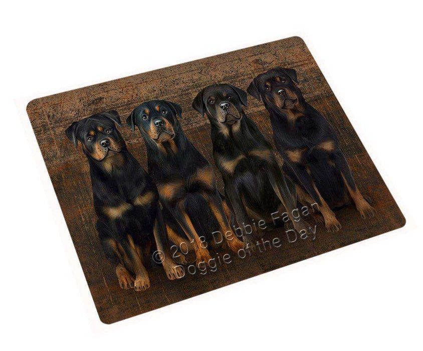 Rustic 4 Rottweilers Dog Tempered Cutting Board C48798