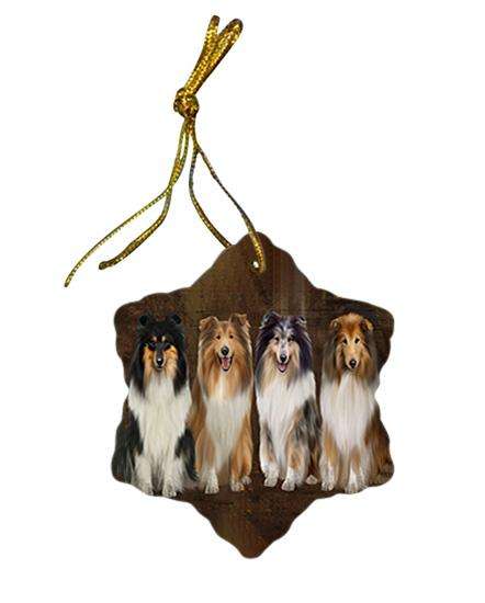 Rustic 4 Rough Collies Dog Star Porcelain Ornament SPOR54356