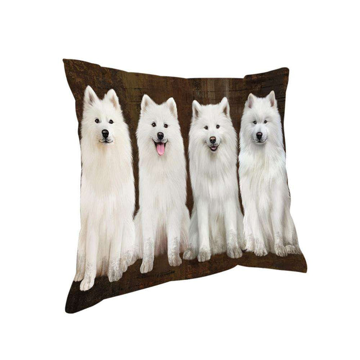 Rustic 4 Samoyeds Dog Pillow PIL74088