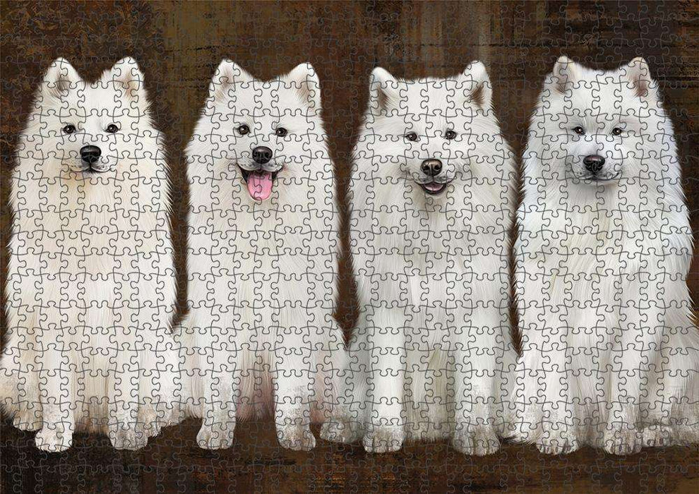 Rustic 4 Samoyeds Dog Puzzle with Photo Tin PUZL84620