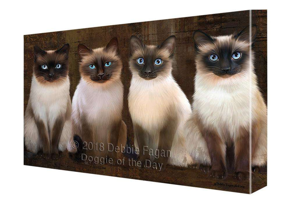 Rustic 4 Siamese Cats Canvas Print Wall Art Décor CVS107153