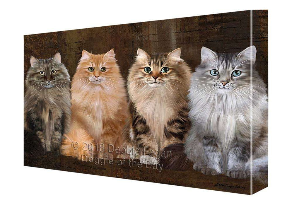 Rustic 4 Siberian Cats Canvas Print Wall Art Décor CVS107162