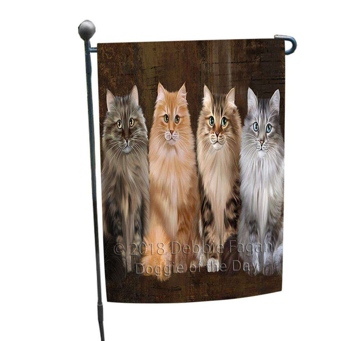 Rustic 4 Siberian Cats Garden Flag GFLG54430