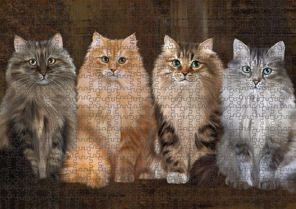 Rustic 4 Siberian Cats Puzzle with Photo Tin PUZL84628