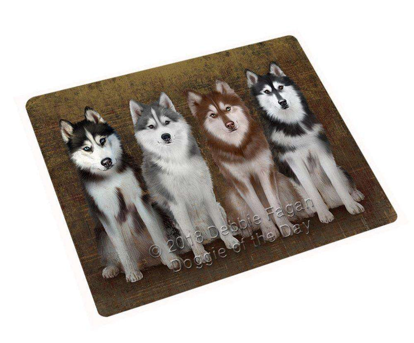 Rustic 4 Siberian Huskies Dog Blanket BLNKT50430