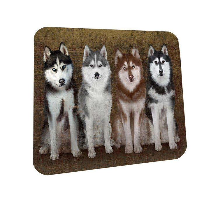Rustic 4 Siberian Huskies Dog Coasters Set of 4 CST48224