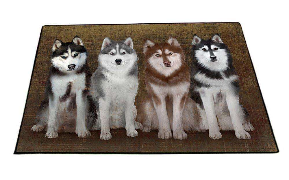 Rustic 4 Siberian Huskies Dog Floormat FLMS48462
