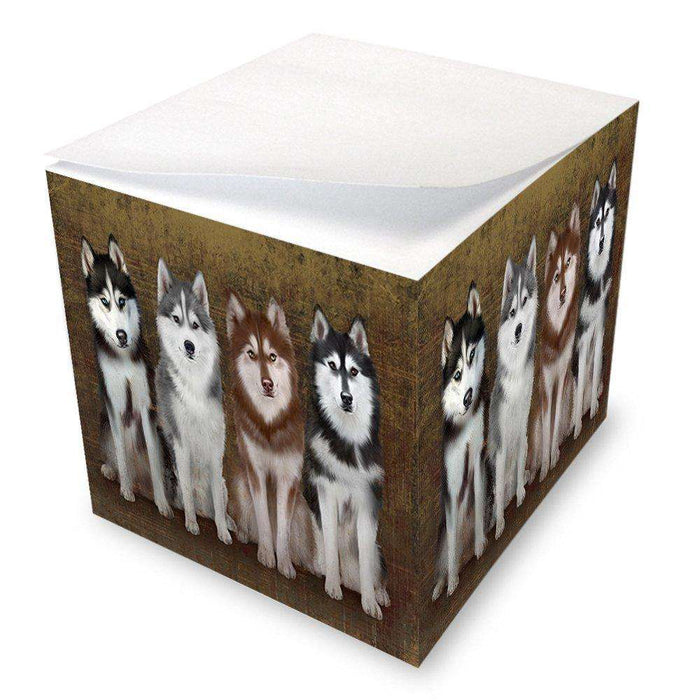 Rustic 4 Siberian Huskies Dog Note Cube NOC48265
