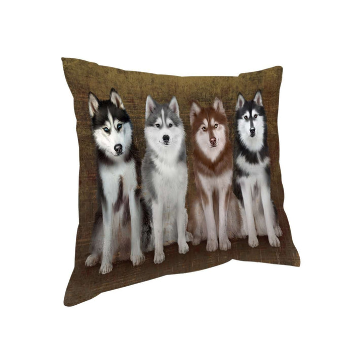 Rustic 4 Siberian Huskies Dog Pillow PIL49112