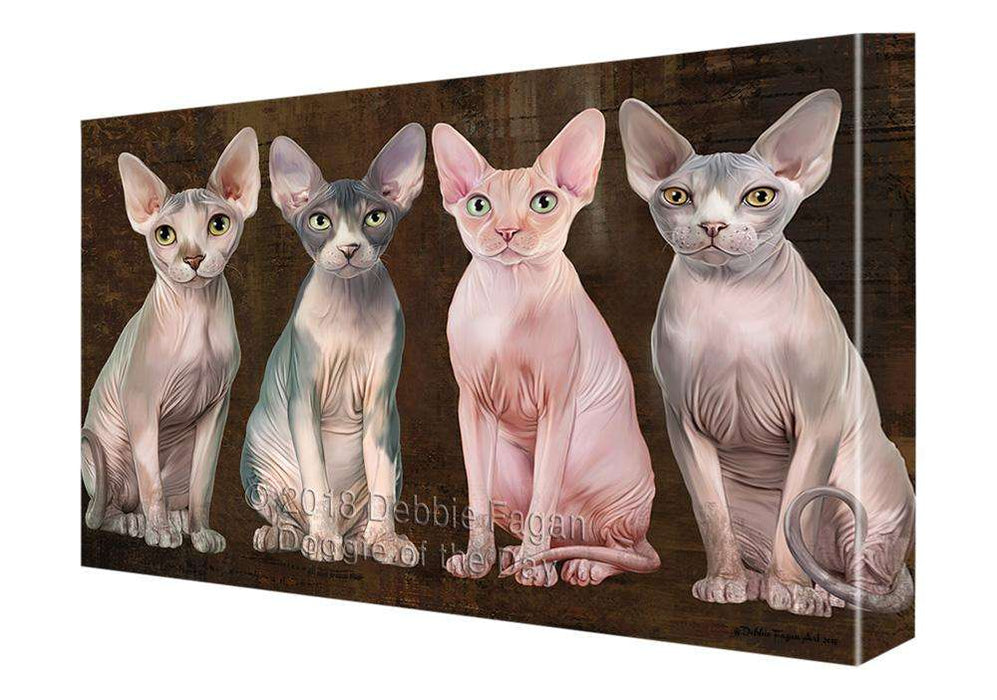 Rustic 4 Sphynx Cats Canvas Print Wall Art Décor CVS107171